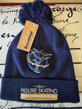 ISU Figure Skating World Championships 2025 Organic Beanie Hat NWT
